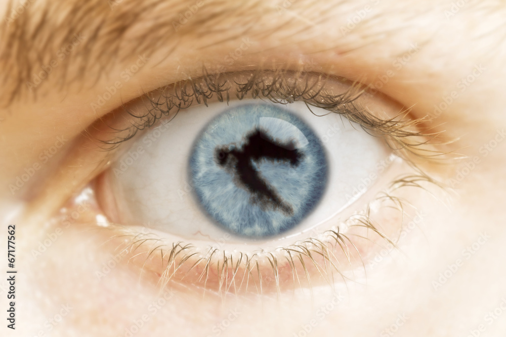 Close-up of an eye with the pupil in the shape of Croatia.(serie Close-up of an eye with the pupil in the shape of Croatia.(serie