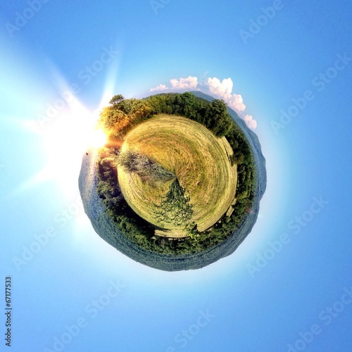 Abstract mountain landscape with circular shape photo