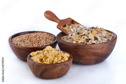 Muesli, cornflakes and ripe wheat 