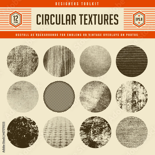 set of 12 highly detailed circular vector textures