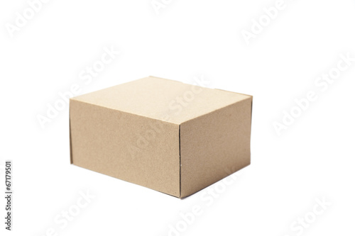 Brown paper box on white background. © vachiraphan