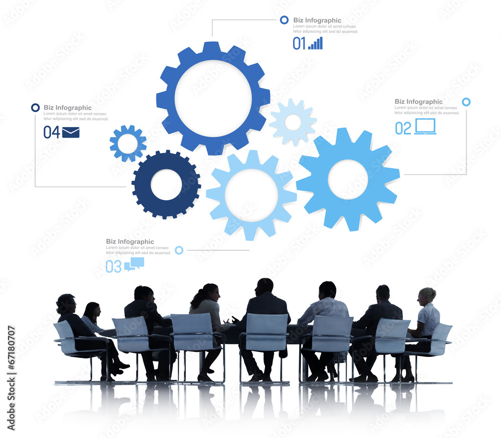 Silhouette of Business People Meeting Infographic Silhouette of Business People Meeting Infographic