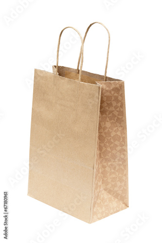 Simple brown paper bag isolated over white background
