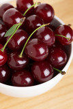 Sweet ripe cherry in bowl closeup