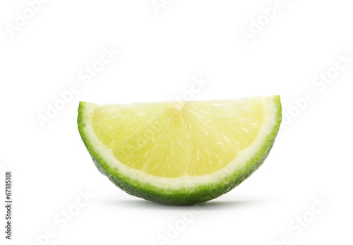 slice of lime over white background