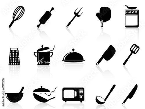 Kitchen utensil icons set