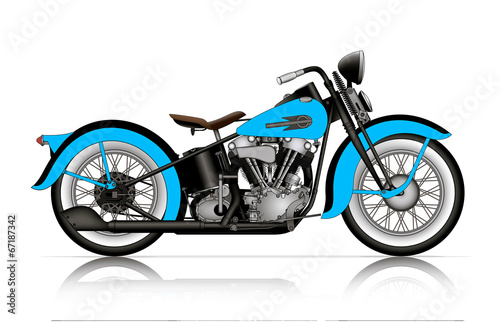 blue classic motorcycle