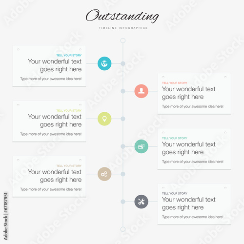Timeline infographic vector template flat inspirational colors