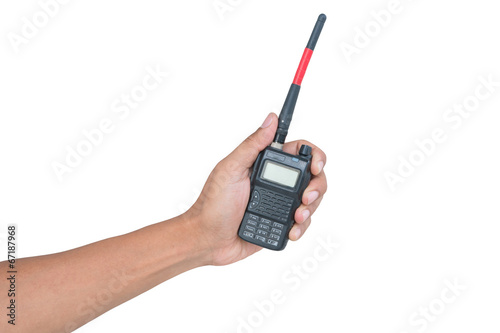 Handheld walkie talkie isolated on white background with clippi photo