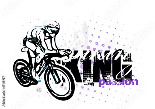 cycling illustration on grungy background