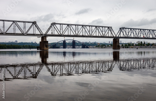 Petrivskiy railroad bridge in Kyiv (Ukraine) across the Dnieper photo