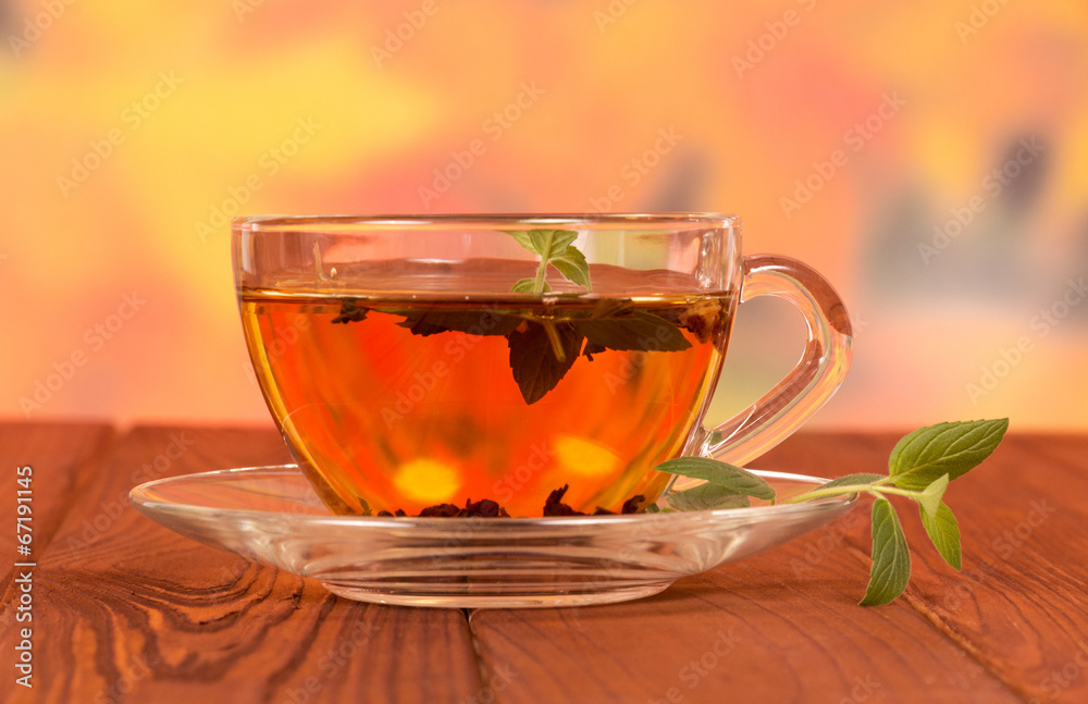Tea mint in glass cup Tea mint in glass cup