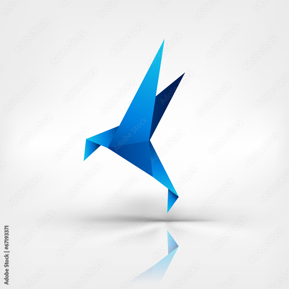 Origami paper bird on abstract background Origami paper bird on abstract background