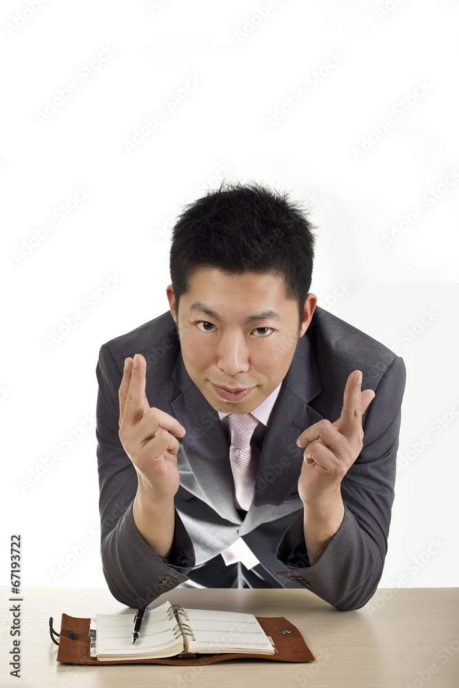 asia business man point screen