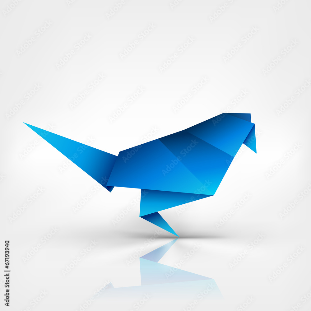 Origami paper bird on abstract background Origami paper bird on abstract background