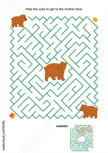 Maze game - mother bear and her cubs