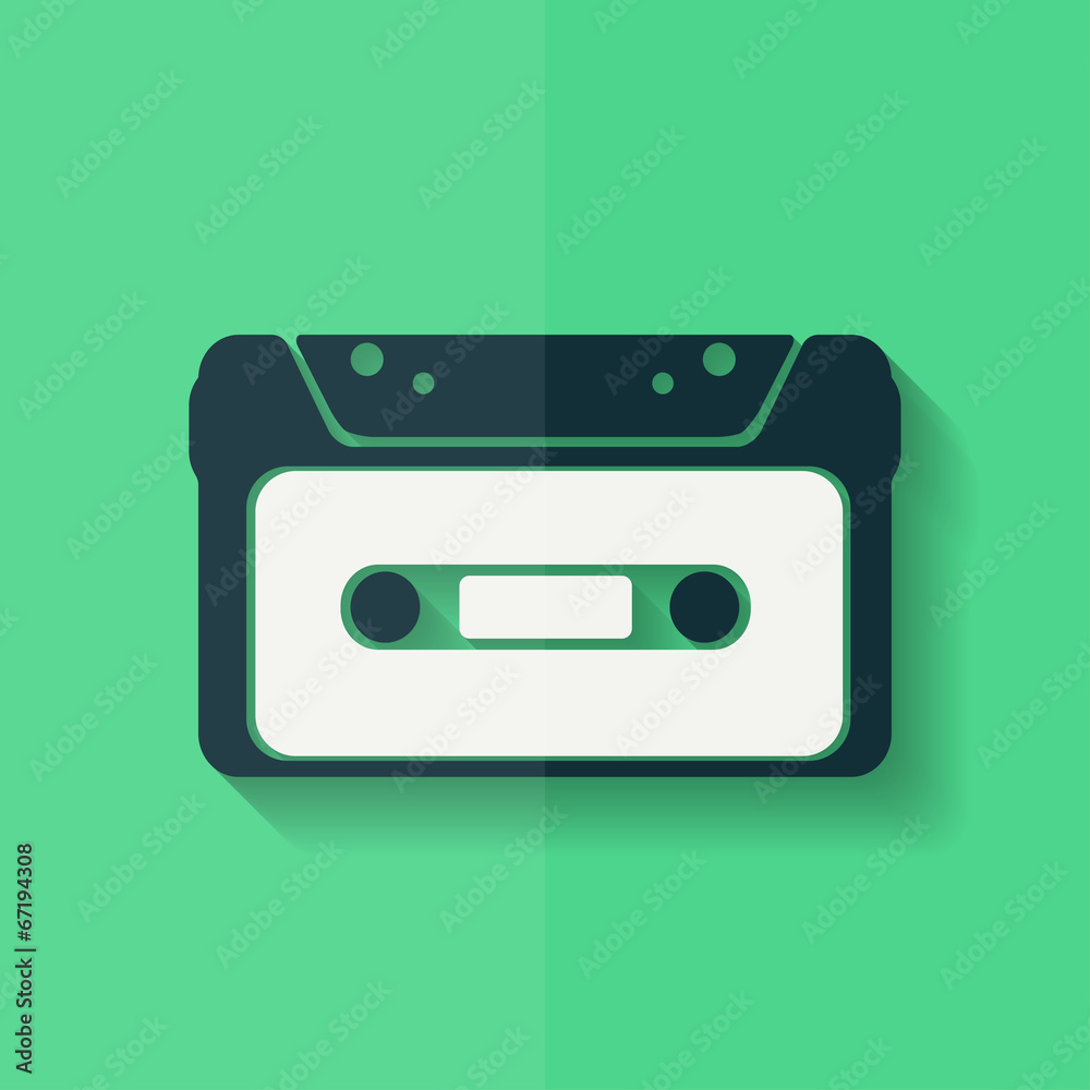 Compact Cassette icon, flat design, hipster style Compact Cassette icon, flat design, hipster style