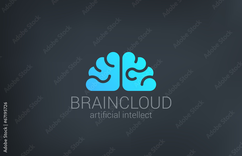 Brain Cloud Creative shape silhouette vector logo design Brain Cloud Creative shape silhouette vector logo design