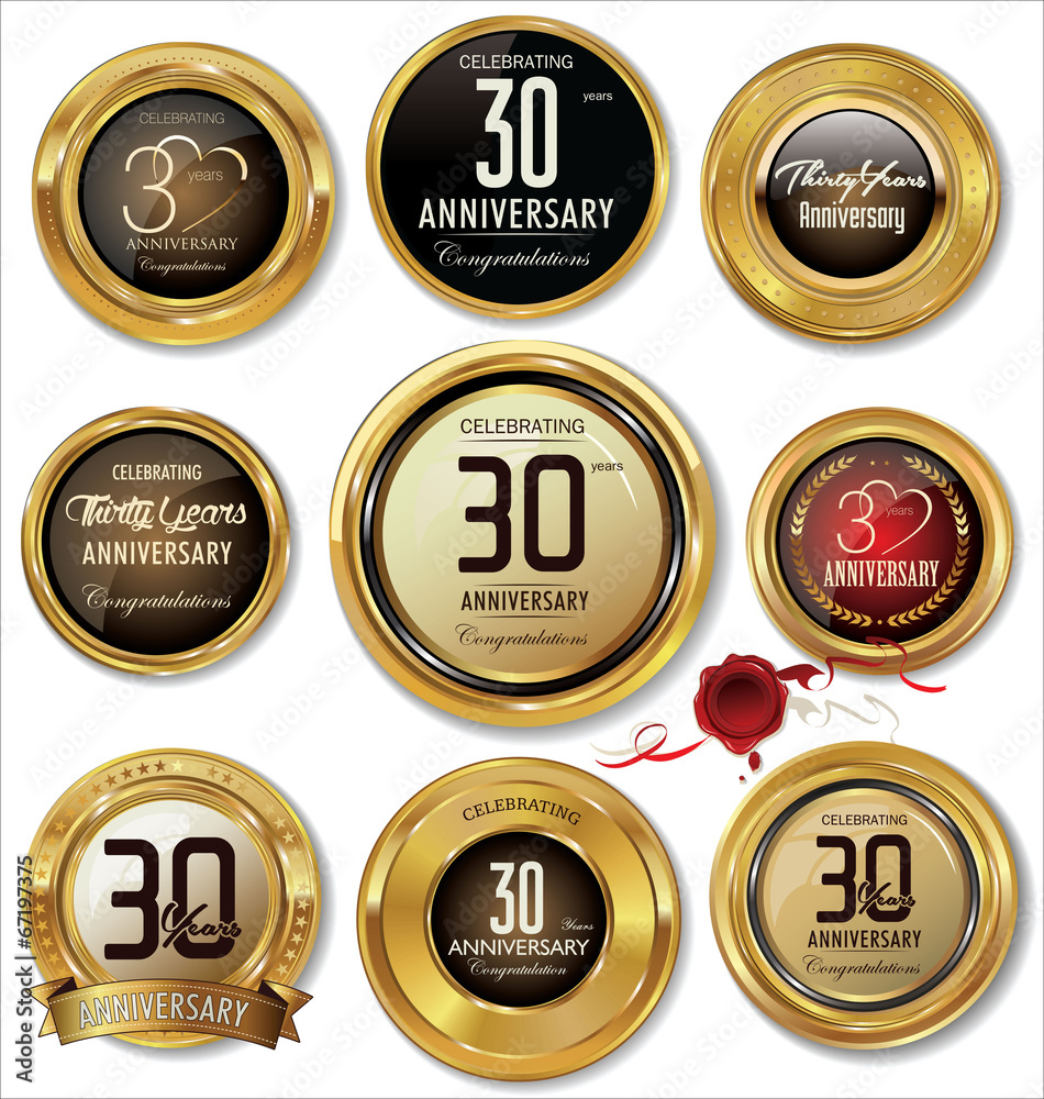 Anniversary golden labels Anniversary golden labels