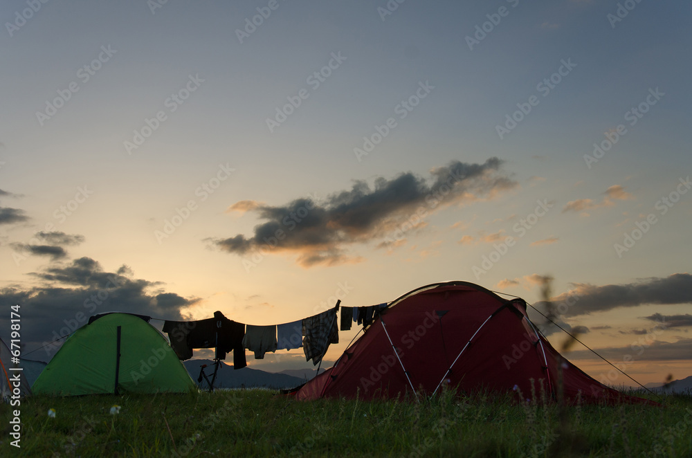 Camping at sunrise