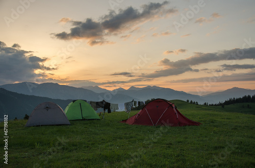 Camping at sunrise