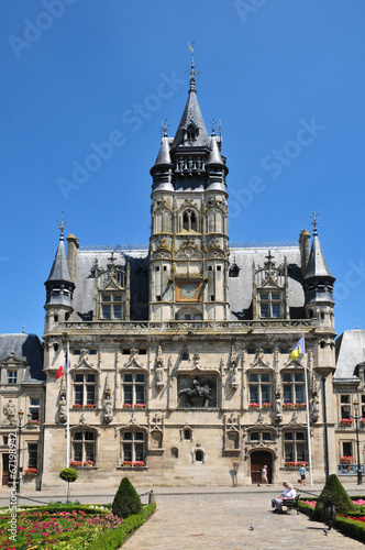 Picardie, the picturesque city hall of  Compiegne in Oise photo