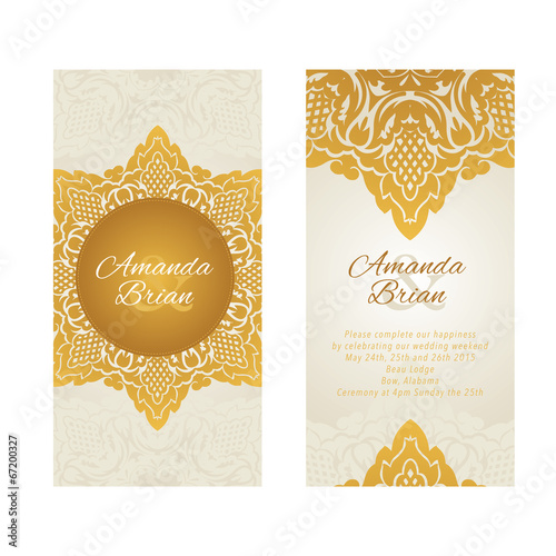 Vintage greeting cards in east style gold color