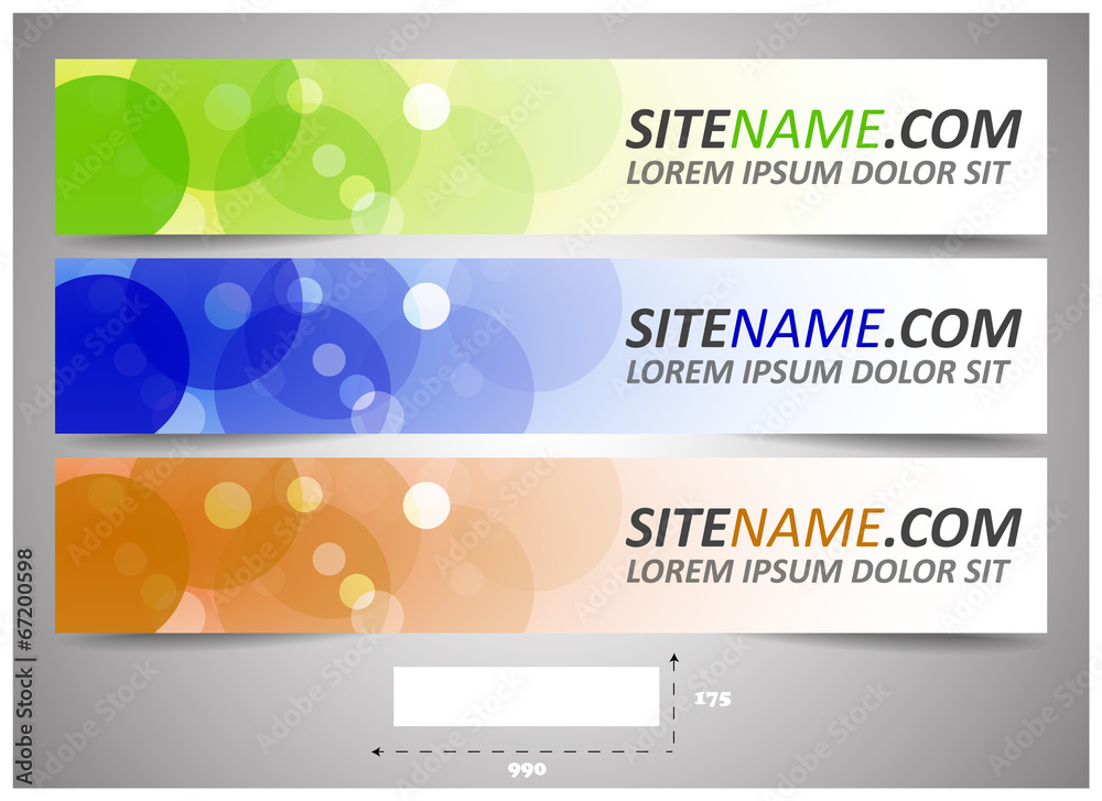 Web headers with precise dimension, set of vector banners