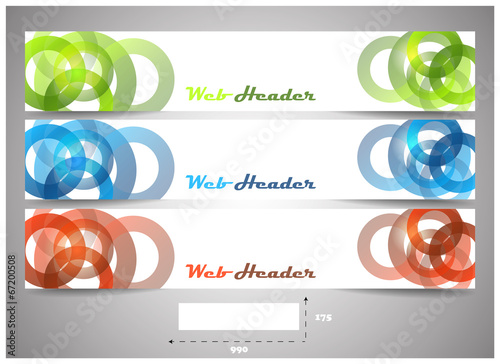 Web headers with precise dimension, set of vector banners