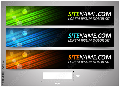 Web headers with precise dimension, set of vector banners