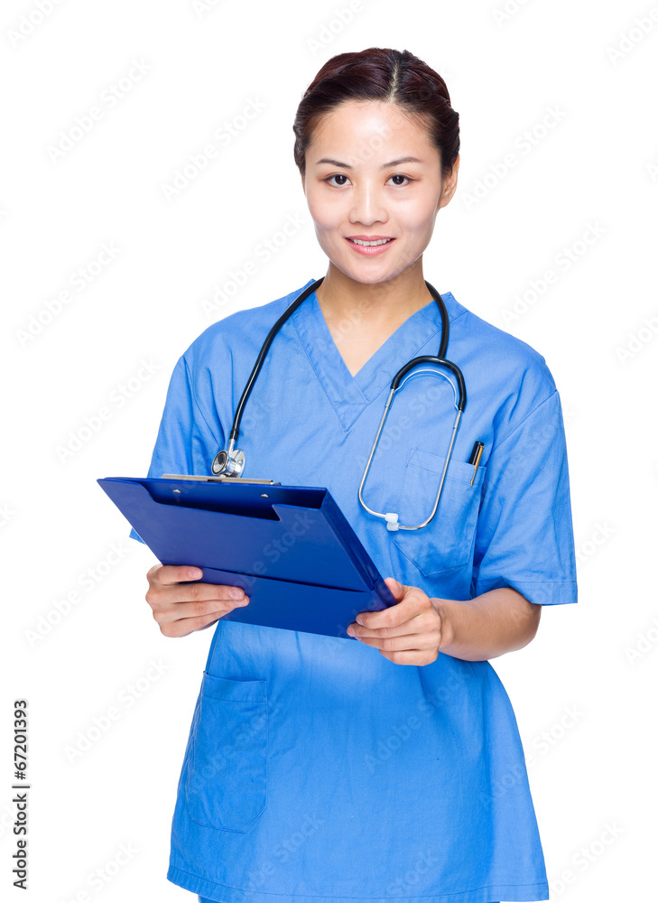 Medical woman doctor hold with clipboard Medical woman doctor hold with clipboard