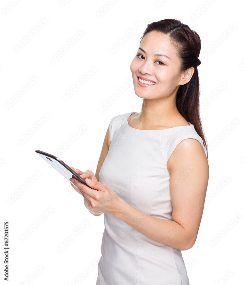 Asian business woman hold digital tablet Asian business woman hold digital tablet