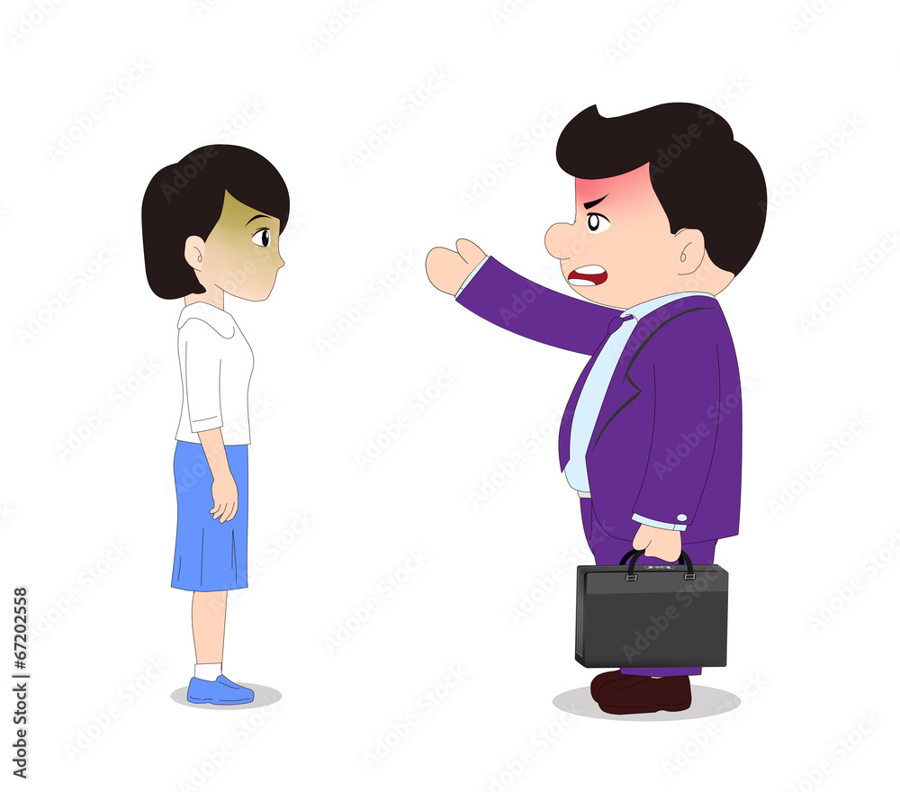 Businessman. Cartoon boss man firing an employee Businessman. Cartoon boss man firing an employee