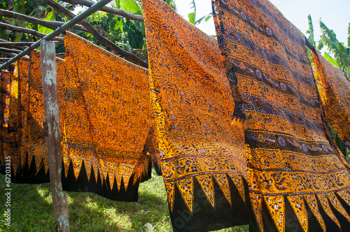 Large pieces of batik drying