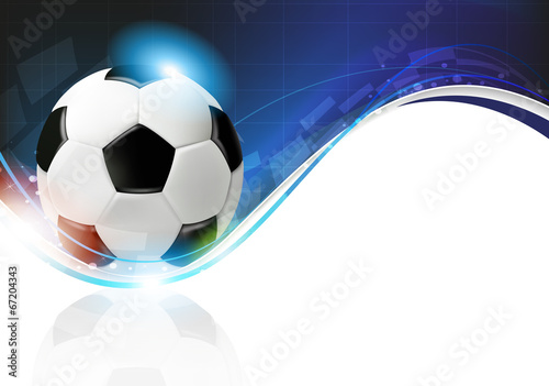 Soccer ball on blue wavy background © Stekloduv