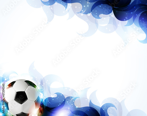 Fototapeta Naklejka Na Ścianę i Meble -  Soccer ball with abstract blue petals