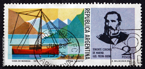 Postage stamp Argentina 1975 Luis Piedrabuena and Cutter, Luisit photo