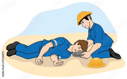 Unconscious person support the head