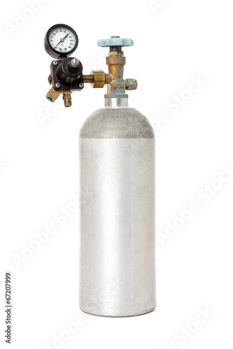 Carbon Dioxide Tank With Regulator Isolated On White