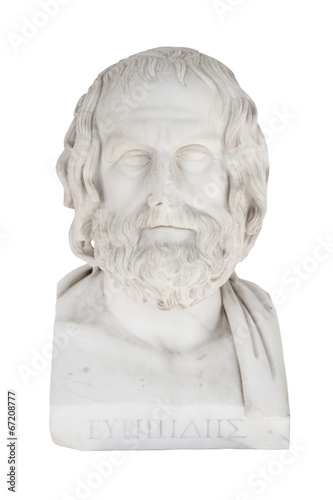 Isolated bust of Euripides, died in 406 before Chr.. Sculpture i
