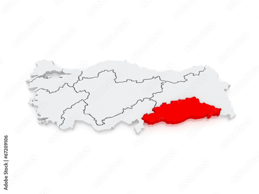 Fototapeta premium Map of Southeastern Anatolia. Turkey.