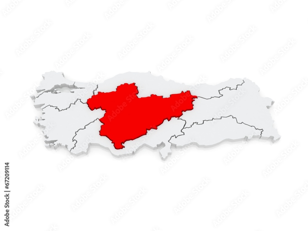 Fototapeta premium Map of Central Anatolia. Turkey.