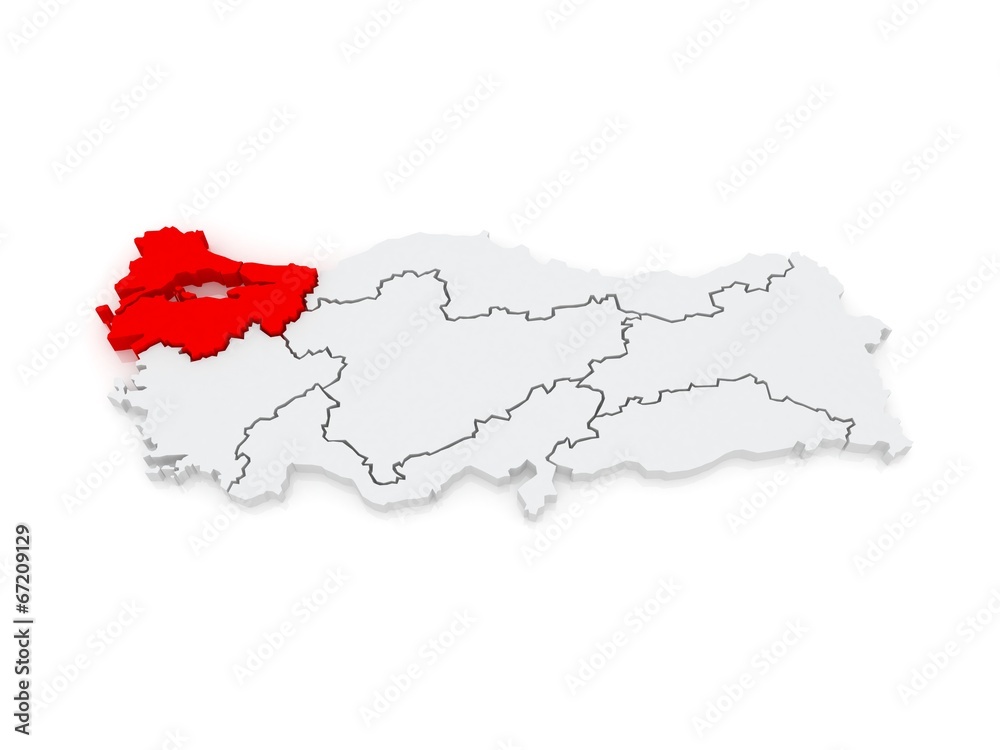 Fototapeta premium Map of Marmara Region. Turkey.