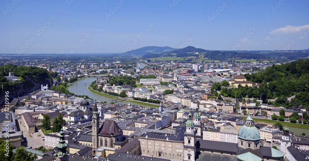 Panoramic view of the city of Salzburg, Austria