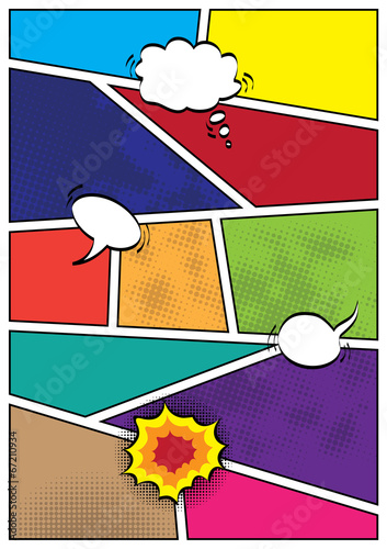 Comics popart style blank layout template background