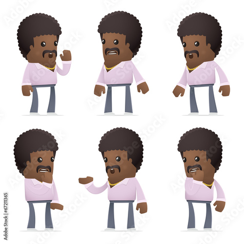 set of disco man character in different poses