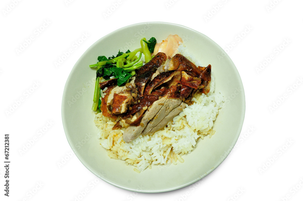 BBQ duck over steamed rice BBQ duck over steamed rice