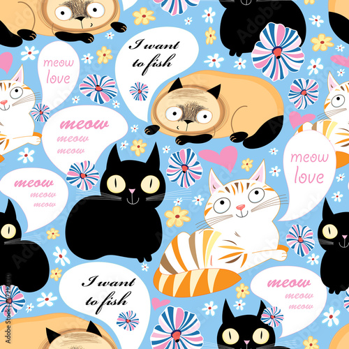pattern of funny cats