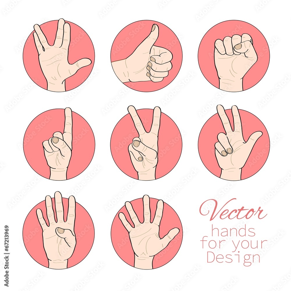 Fototapeta premium Vector set of hands