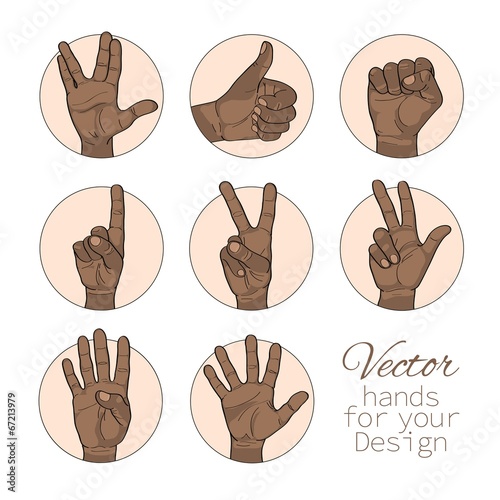 African American vector set of hands
